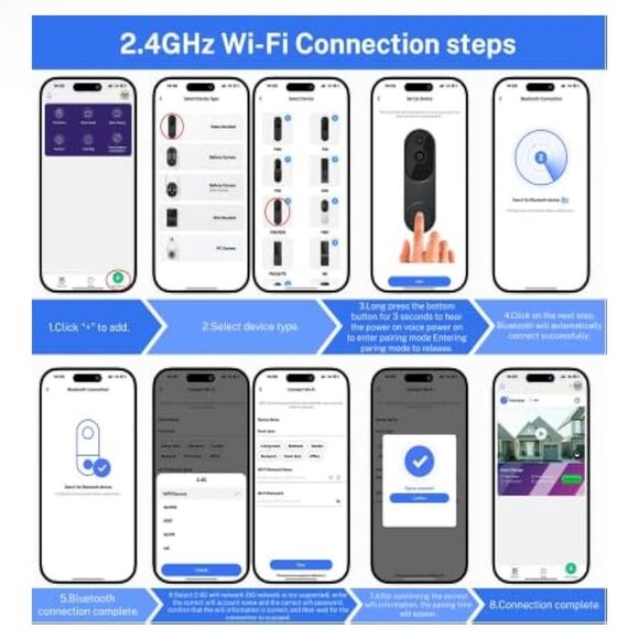 1080P Wireless Video Doorbell Camera in Black, 2.4GHz Wi-Fi Only. New in Box! - Picture 9 of 15